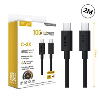 สายชาร์จ [ยาว 2 เมตร] Enyx C-3X ชาร์จเร็ว 6A MAX PD 20W และสูงสุด 100W รองรับ Fash Charge Protocol ทุกระบบ