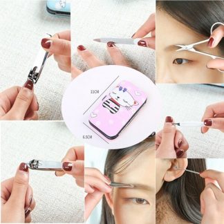 ชุดอุปกรณ์ กรรไกรตัดเล็บ ลายการ์ตูน แบบพกพา 7 ชิ้น