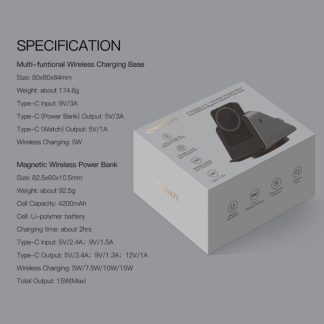 แท่นชาร์จไร้สาย 3in1 Orsen W6 + EW50s(แบตสำรอง) แท่นชาร์จ Wireless Charging รองรับมือถือ หูฟัง สมาร์ทวอทช์