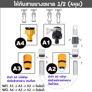 หัวฉีดน้ำล้างรถ ปรับได้ 8 ระดับ มีกระบอกใส่น้ำยาล้างรถฉีดเป็นโฟมได้  ใช้ล้างรถ รดน้ำต้นไม้
