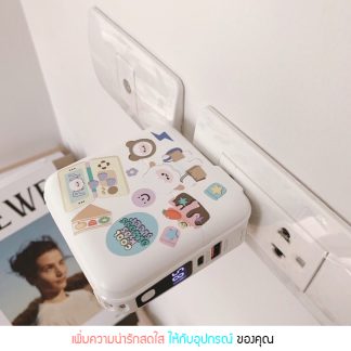 สติ๊กเกอร์ติดแบตสำรอง แพ็คมี 6 แผ่น สติ๊กเกอร์ติดมือถือ ลายการ์ตูนสุดน่ารัก
